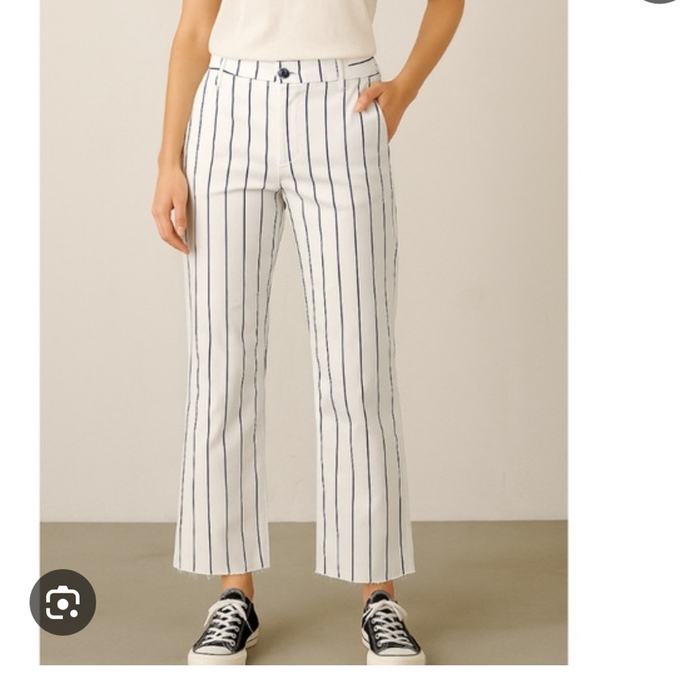 Joe's Jeans Women's White with Blue Stripes Pants